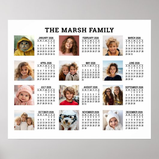 2022年12枚の写真を含むフルイヤー表示カレンダー ポスター (正面)