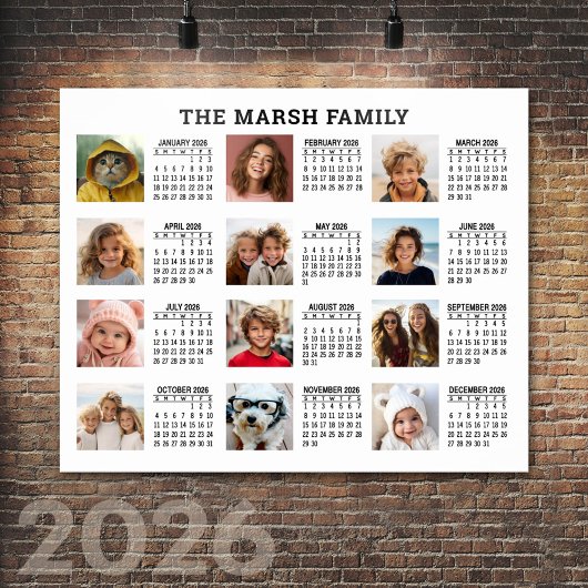 2022年12枚の写真を含むフルイヤー表示カレンダー ポスター