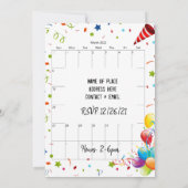 2022年3月 カレンダー 誕生日パーティー招待状 招待状 (裏面)