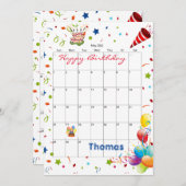 2022年5月カレンダーハッピーバースデー招待状 招待状 (正面/裏面)