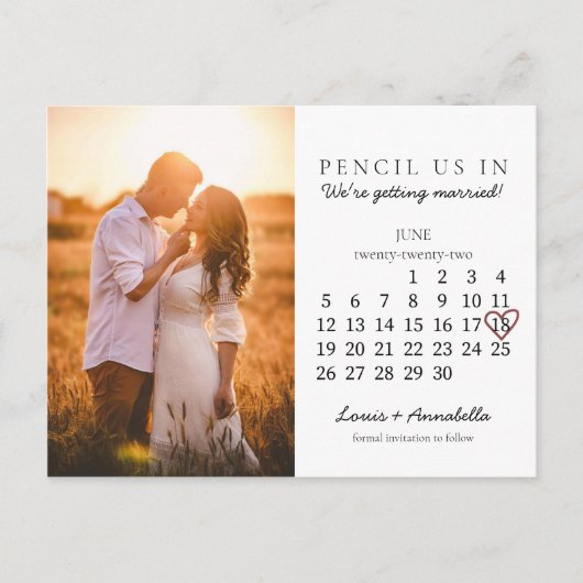 2022年6月の日付を保存するカレンダーピンクハート  ポストカード (正面)