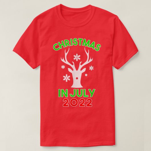2022年7月のクリスマストナカイメリーススノーサンタ Tシャツ (デザイン正面)