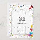 2022年7月カレンダーハッピーバースデー招待状 招待状 (裏面)