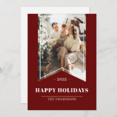 2022年 赤いモダンなハッピーホリデー 家族写真 シーズンカード (正面/裏面)