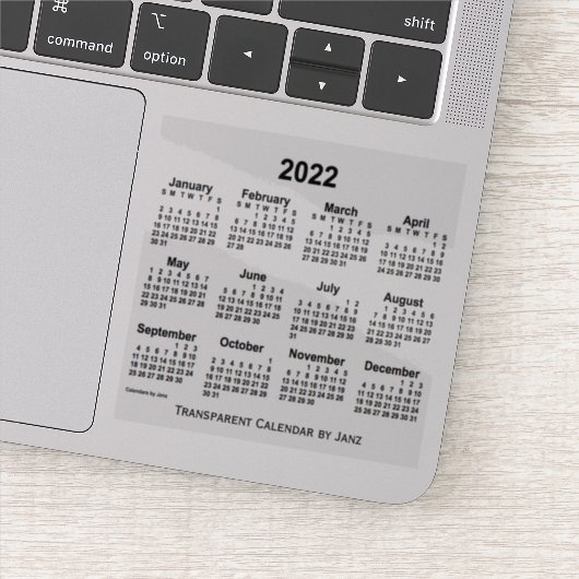 2022年Janzによる透明カレンダー シール (詳細)