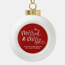 2022我々の初めてのクリスマスス結婚したトメリー・レッド セラミックボールオーナメント