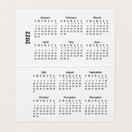 2022独自のカレンダーのカスタム作成 名刺 (内部フラット)