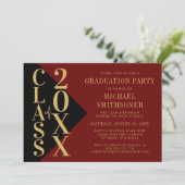 2022目盛り黒い赤の編集モダン可能な色 招待状 (スタンド正面)