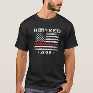 2022細退職したい赤線の消防士の旗引退 Tシャツ