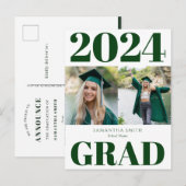 2022緑のモダンタイポグラフィシンプル2フォトグラード 案内ポストカード (正面/裏面)