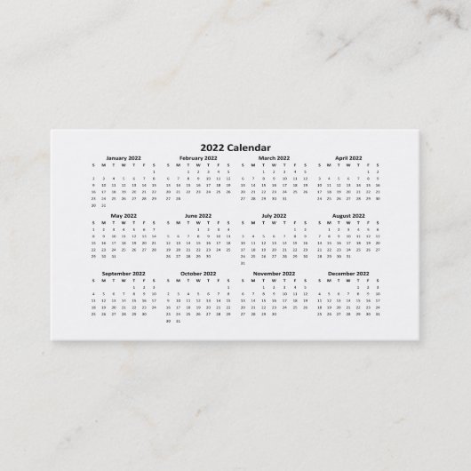 2022財布サイズカレンダー名刺 名刺 (正面)