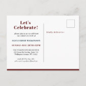 2022赤いモダンスシンプルクリプト写真卒業 インビテーションポストカード (裏面)