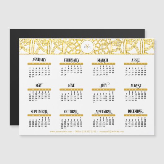 2022金ゴールドLotus Monogramビジネスカレンダー (正面/裏面)