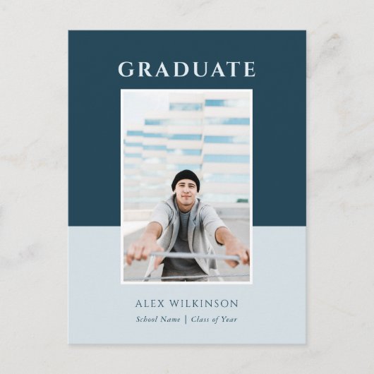 2022青いモダンタイポグラフィシンプルフォトグラード 案内ポストカード (正面)