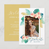 2022 ゴールド ハワイアン 卒業発表 招待状 (正面/裏面)
