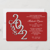 2022 シルバーとレッドの卒業式写真付き 招待状 (裏面)