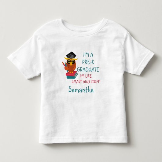 2022 プレキ卒園 かわいいフクロウの楽しい卒業 トドラーTシャツ (正面)