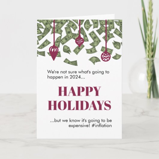 2022 ユニークな面白いお金が降るクリスマスインフレ カード (正面)