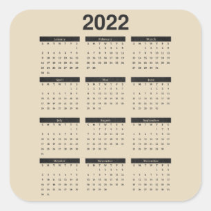 2022 12か月カレンダー正方形ステッカー スクエアシール