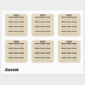 2022 12か月カレンダー正方形ステッカー スクエアシール (シート)