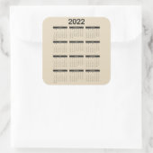 2022 12か月カレンダー正方形ステッカー スクエアシール (バッグ)