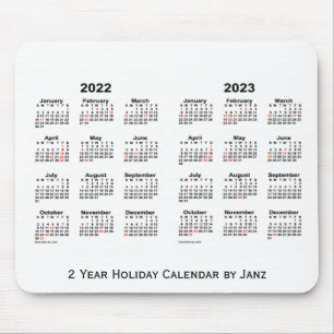 2022-2023白Janz著2年の休日のカレンダー マウスパッド