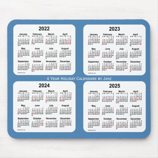 2022-2025 Steel Blue Holiday Calendar by Janz マウスパッド (正面)