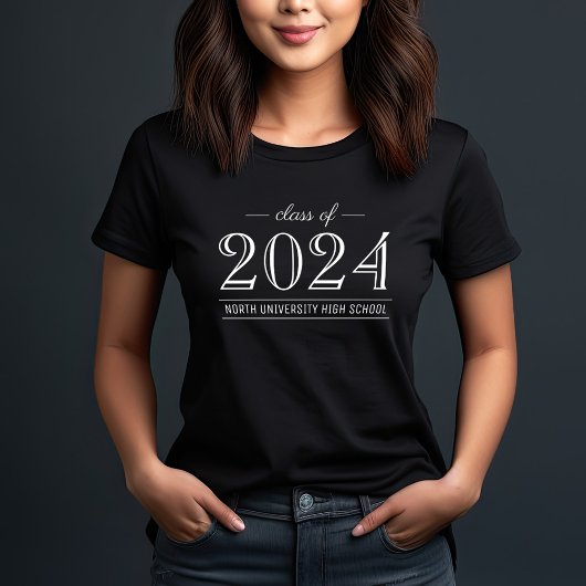 2022 Elegant Black and White Custom Graduation Tシャツ
