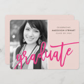 2022 GRADパーティーモダンレターオーバレイピンク サンキューカード (正面/裏面)