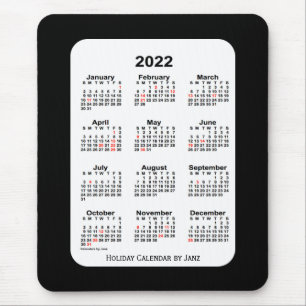 2022 Janz著休日2の調子の黒いカレンダー マウスパッド