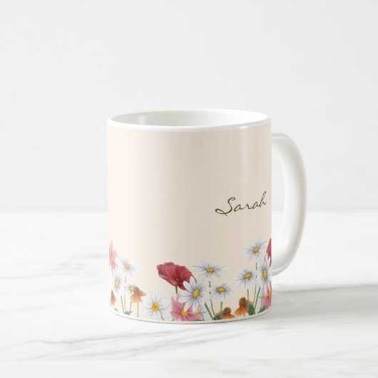 2022 JWカスタマイズ年文字 – 鳥花マグカップ コーヒーマグカップ (正面右)