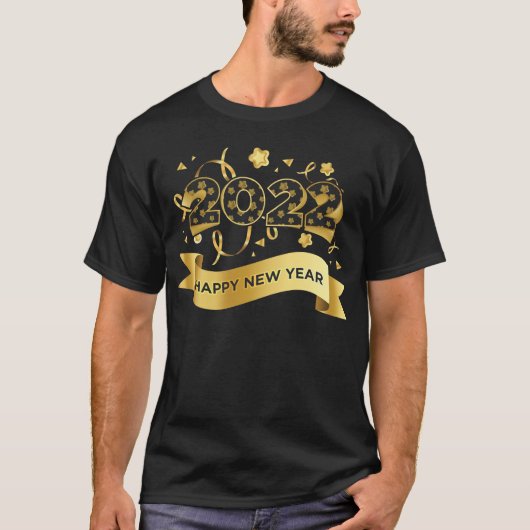 2022 lettering in gold tシャツ (正面)