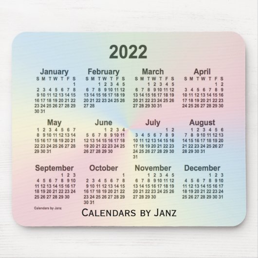 2022 Rainbow Cloud Calendar by Janz マウスパッド (正面)