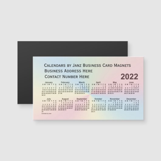 2022 Rainbow Cloud Calendar by Janz Magnet (正面/裏面)