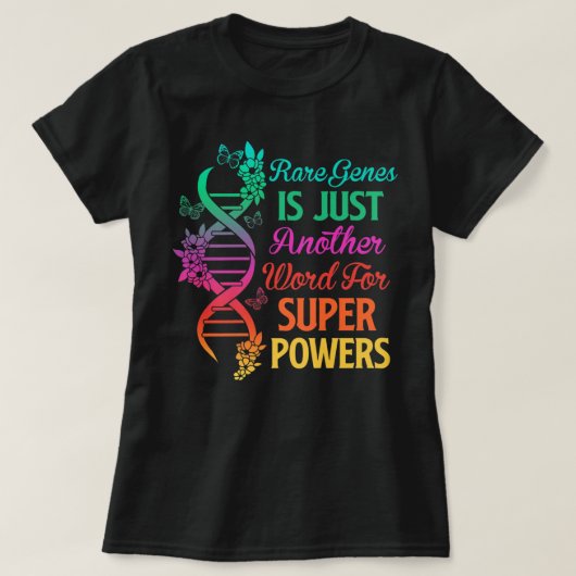 2022 Rare Disease Day Awareness Zebra Ribbon DNA F Tシャツ (デザイン正面)