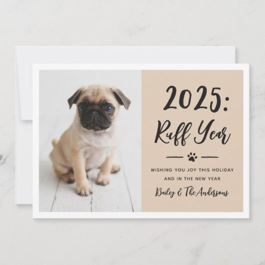 2022 Ruff Year Beigeおもしろい犬写真 シーズンカード (正面)