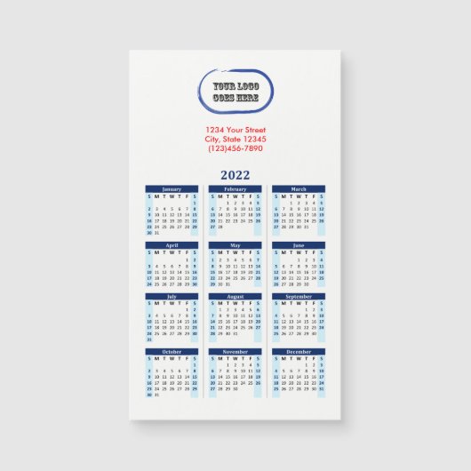 2022 Your Logo Branded Navy Calendar (正面)