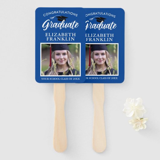 2023おめでとう卒業学校カラーフォトハンド ハンドファン (正面&裏面)