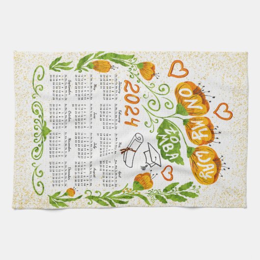 2023エレガント年やる気を起こさせる生予定表 キッチンタオル (横)