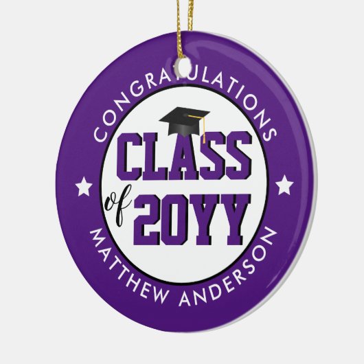 2023エレガント年パープル王室のクラス卒業 セラミックオーナメント (左)