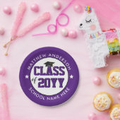 2023エレガント年パープル王室のクラス卒業 ペーパープレート (パーティー)