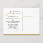 2023エレガント金ゴールドブラックスクリプト写真卒業 案内ポストカード (裏面)