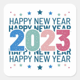 2023カラフル年賀日 スクエアシール