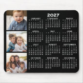 2023カレンダーと3枚のフォトコラージュ – 黒 マウスパッド (正面)