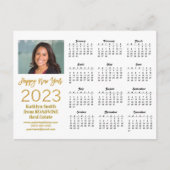 2023カレンダーのビジネスモダン金ゴールドスクリプトの写真 ポストカード (正面)