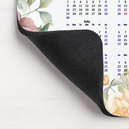 2023カレンダーカスタムフローラバラピンクバタフライ マウスパッド (コーナー)