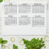 2023カレンダーブラック生地フォントラインアート裁縫 キッチンタオル (折り畳み)