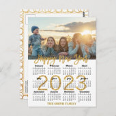 2023カレンダーモダン金ゴールドグリッタースクリプト写真 ポストカード (正面/裏面)