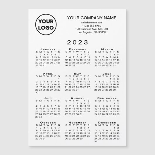 2023カレンダー事業ロゴ文字ホワイトマグネットカード (正面)