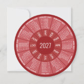 2023カレンダー円 – 緑の赤い格子縞 – 最高 シーズンカード (正面)